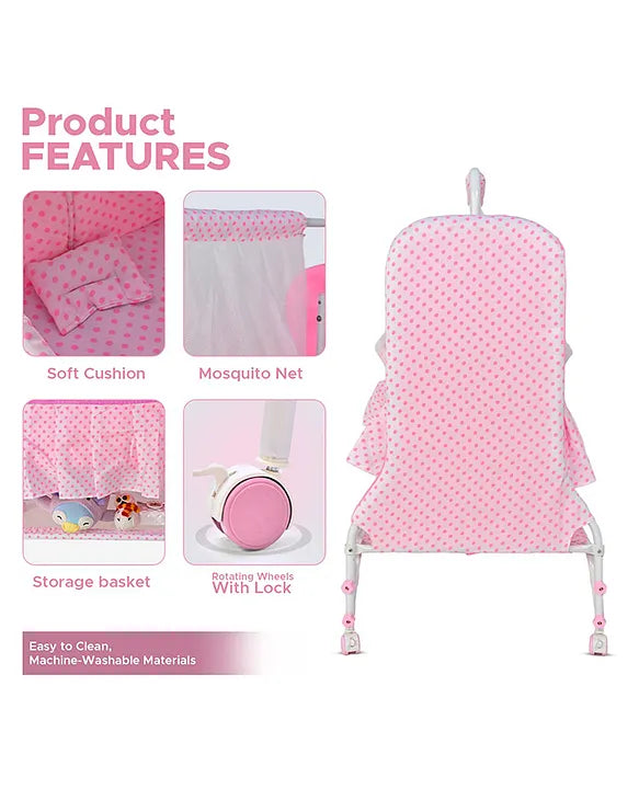 Bubble Baby Cradle with Soft Cushion – Pink | Comfortable Baby Jhula for Peaceful Sleep