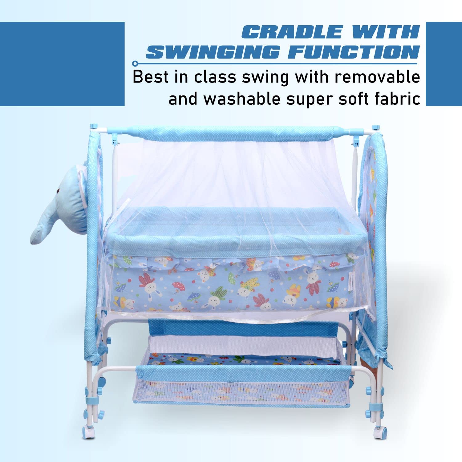 Bubble Baby Cradle with Soft Cushion | Baby Jhula with Cute Elephant Face Design