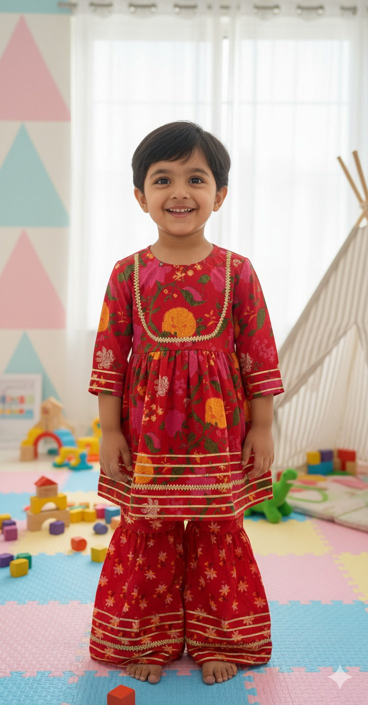 GenBeta Kids Baby Girls Festive Kurta & Sharara Set – Wedding & Party Wear Outfit