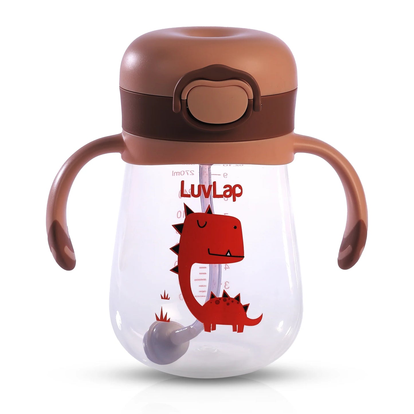 LuvLap Happy Dino Straw Sipper – 300 ml | BPA Free, Spill-Proof Toddler Cup
