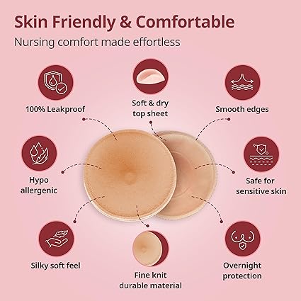 LuvLap Washable Breast Pads – Pack of 6 | Soft, Absorbent & Reusable Nursing Pads