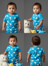 GenBeta Kids Boys & Girls Cotton Printed Half Sleeve Cord Set | Dolphin Print | Comfortable Summer Wear Shorts Set for Infants & Toddlers