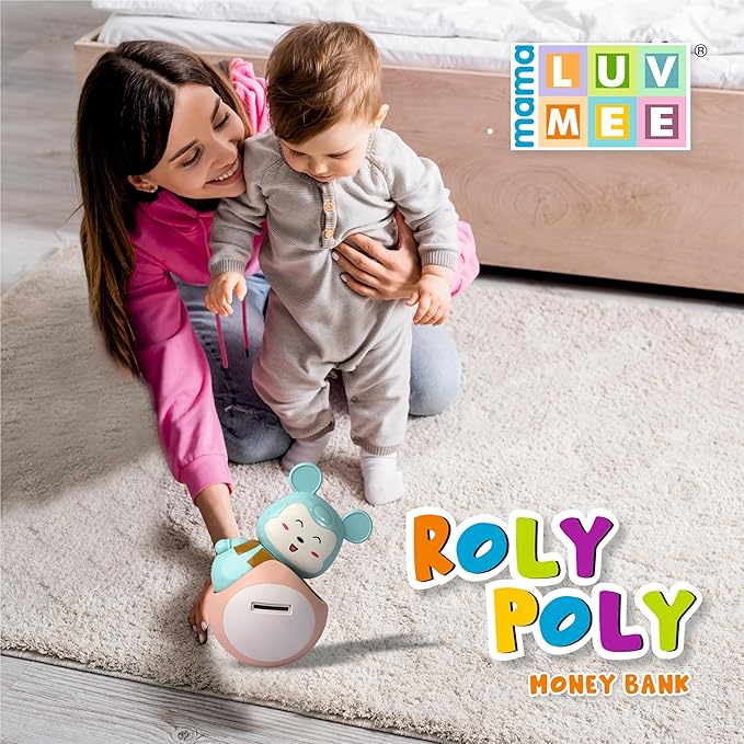 Money Bank Mama Luv Mee 2 in 1 Baby Roly Poly Money/Piggy Bank Musical Toys for Kids with Light and Sound Pendulum Motion Push Shake Wobble Sway Activity Fun Ideal Gift