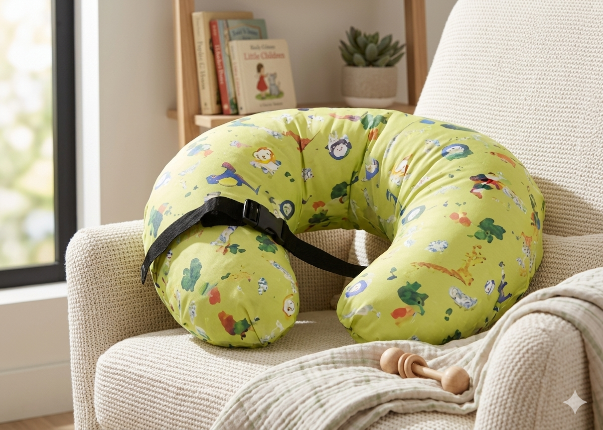 GenBeta Kids Baby Feeding Pillow | Soft Cotton Nursing Pillow for Breastfeeding | Ergonomic Support Cushion for Newborn & Moms | Multicolour Printed Feeding Pillow (0–12 Months)