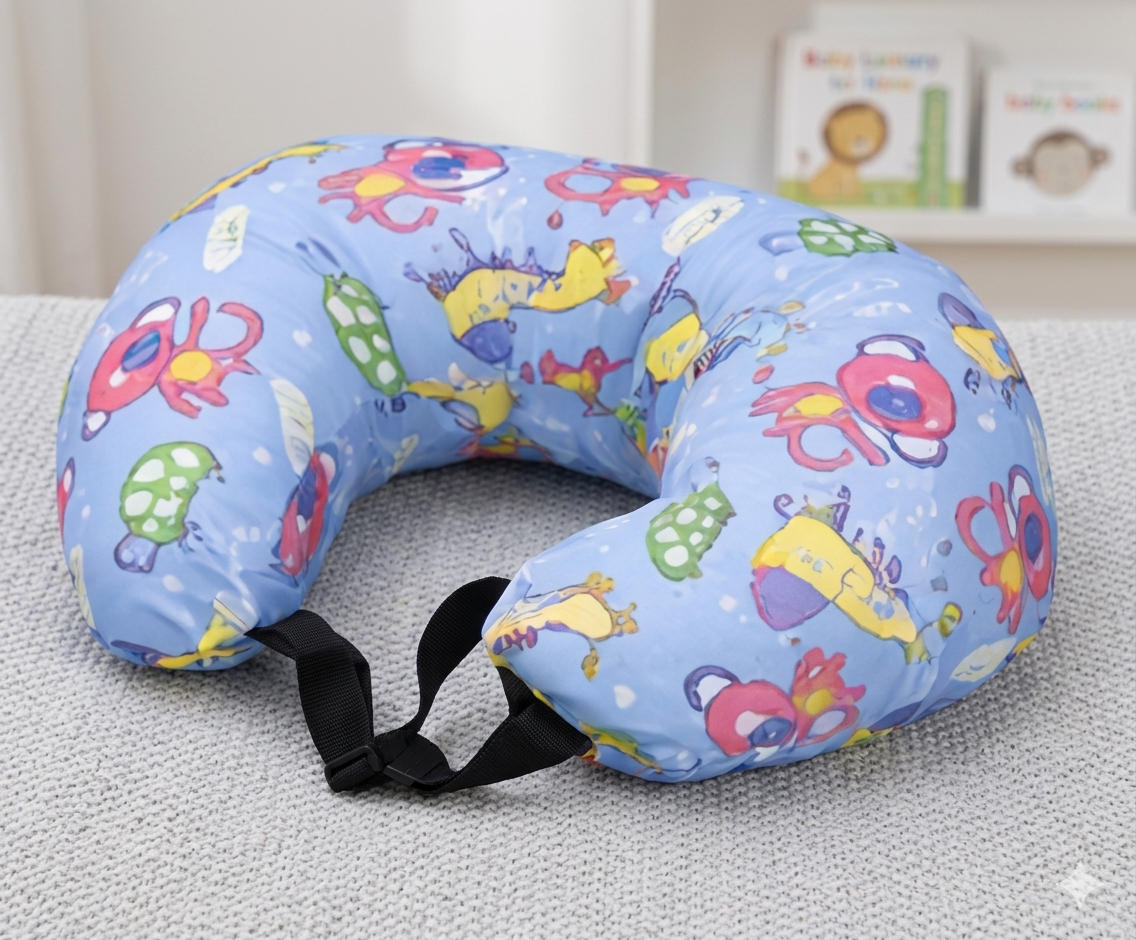 GenBeta Kids Baby Feeding Pillow | Soft Cotton Nursing Pillow for Breastfeeding | Ergonomic Support Cushion for Newborn & Moms | Multicolour Printed Feeding Pillow (0–12 Months)