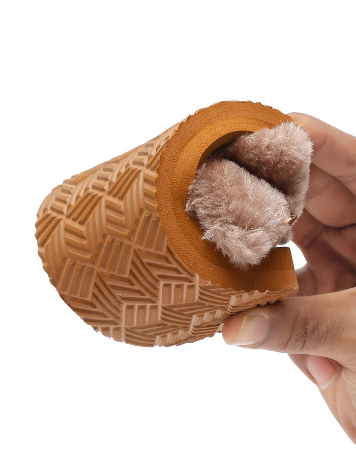 SuperComfy Brown Fur Sliders for Girls