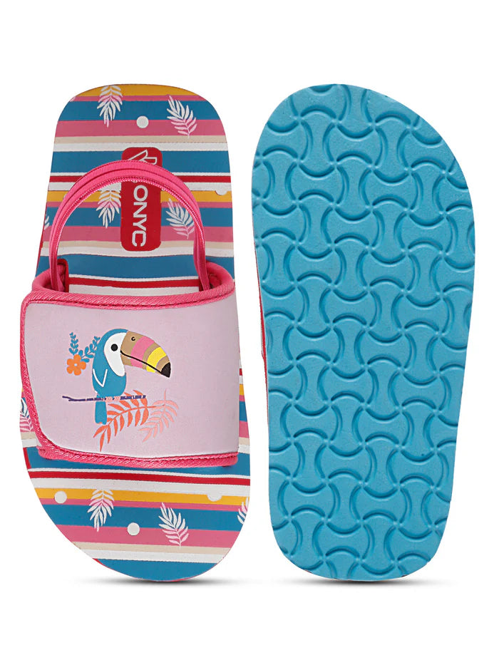 Girls Sliders | Parrot Lavender With Adjustable Strap & Back Support