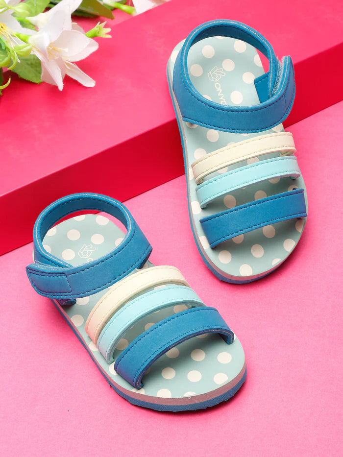 Premium Butterscotch Kids Sandals for Girls (Teal Blue)