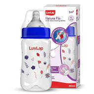 LuvLap N-Flo Wide Neck Feeding Bottle – 250 ml Printed | BPA Free, Anti-Colic Nipple