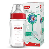 LuvLap N-Flo Wide Neck Glass Feeding Bottle – 150 ml | BPA Free, Anti-Colic Nipple