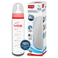 LuvLap S-Neck Glass Feeding Bottle – 250 ml | BPA Free, Anti-Colic Nipple
