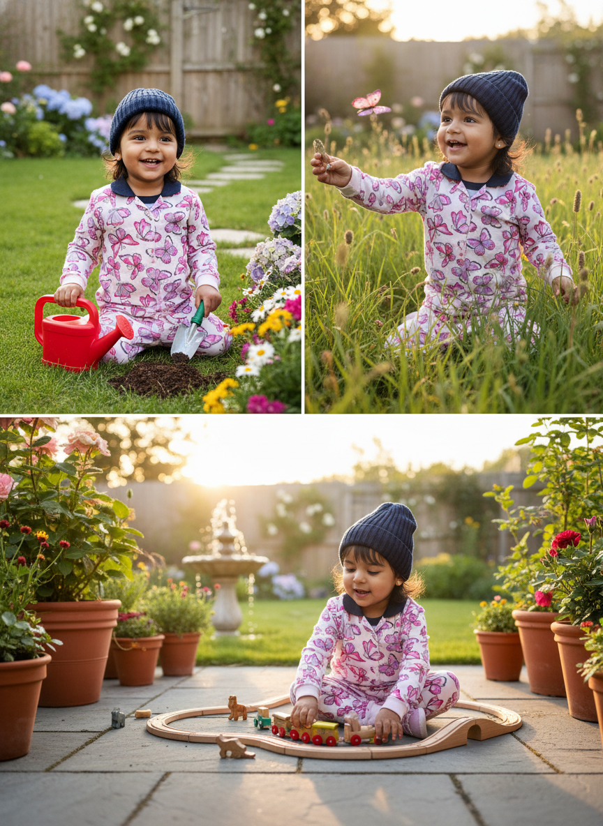 GenBeta KidsUnisex Cotton Baba Suit | Butterfly Print Full Sleeve Top & Pajama Set | Soft & Breathable Nightwear for Boys & Girls (1–4 Years)