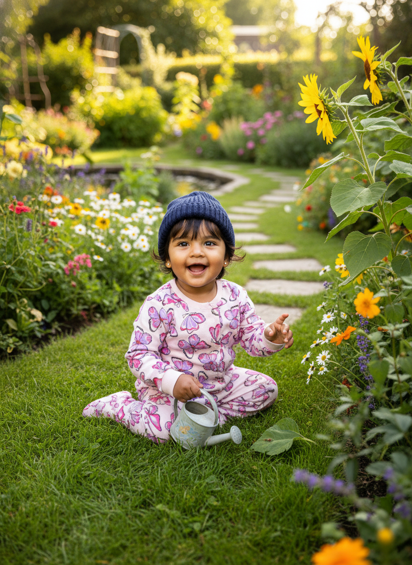 GenBeta KidsUnisex Cotton Baba Suit | Butterfly Print Full Sleeve Top & Pajama Set | Soft & Breathable Nightwear for Boys & Girls (1–4 Years)